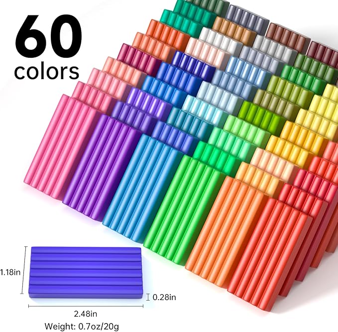 Shuttle Art Polymer Clay, 60 Colors Oven Bake Modeling Clay, Creative Clay Kit with 19 Clay Tools and 16 Kinds of Accessories, Non-Toxic, Non-Sticky, Ideal DIY Art Craft Clay Gift for Kids Adults