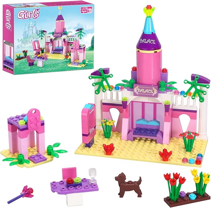 BRICK STORY Girls Princess Palace Building Blocks Toys 178 Pieces Pink Fairy Castle Building Set Girls Friends Construction Toy Playset Great Small Gift for Kids Age 6 7 8 9 10 and up