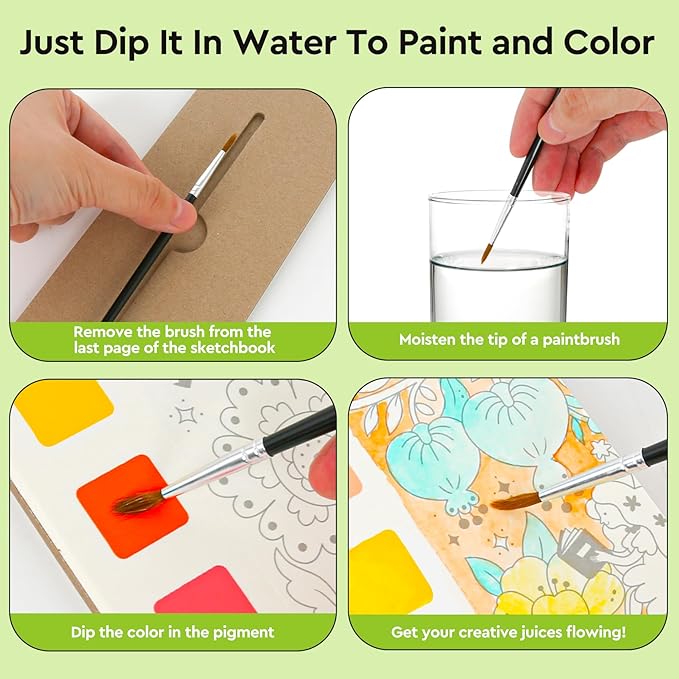 Watercolor Coloring Books for Kids Ages 5-6,8-12,Travel Pocket Water Color Paint Set for Toddlers Party Birthday Thank You Exchange Gift Art and Craft Easter Basket Stuffers for Toddlers