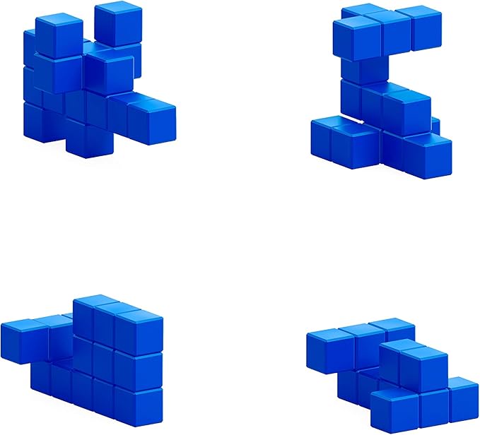 PIXIO-16 Blue Color Series Magnetic Blocks Building Set 16pcs with Free App, Stress Relief Building Blocks, Magnets for Kids, Pixel Art Desk Toy, Fidget Toys