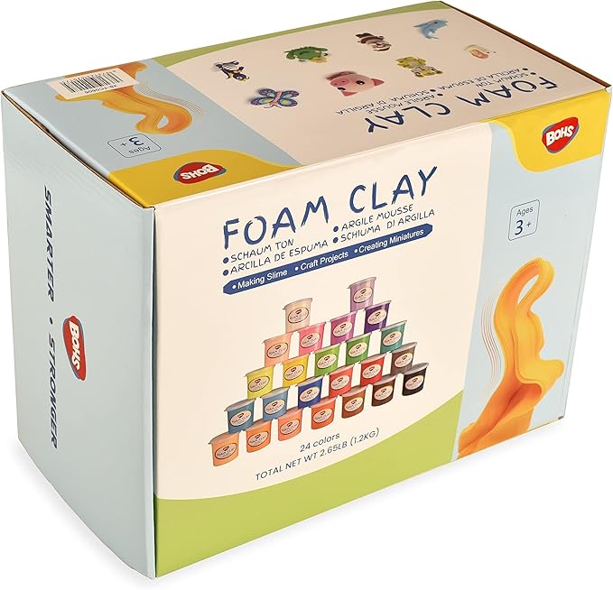 BOHS Air Dry Clay for Kids, 24 Colors Foam Modeling Clay Kit with Sculpting Tools & Tutorial (2.65 lb) - Arts and Crafts DIY Gifts for Girls & Boys Ages 4-12