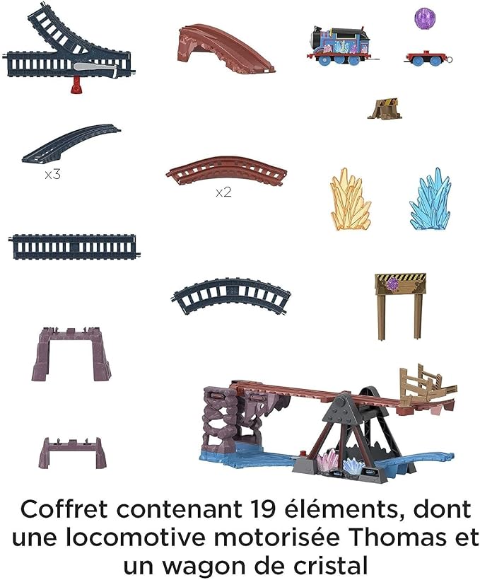 Thomas & Friends Motorized Toy Train Set Crystal Caves Adventure with Thomas, Tipping Bridge & 8 Ft of Track for Preschool Kids Ages 3+ Years