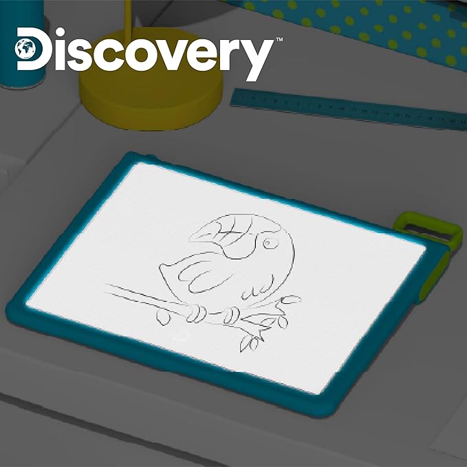 Discovery™ Glow Tracing Light-Up Art Tablet – Includes 10 Templates, 10 Blank Sheets, 6 Washable Markers| Writing Drawing Tablet for Kids| Craft Kit for Boys Girls| Doodle Board Drawing Pad Toy Gift