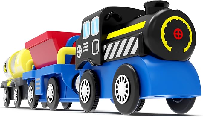 Train Accessories Battery Operated Locomotive Train, Engineering Train Fits All Train Set for Toddlers, Engine Powerful Train Toys for Wooden Railway System, Train for Kids