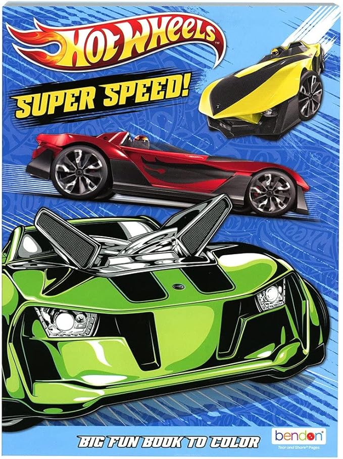 Hot Wheels Super Speed Coloring Book - Big Fun Book to Color Hot Wheels Coloring Book, Boys Arts and Crafts Activity Coloring for Kids Birthday, Party Favors 80 Coloring Pages