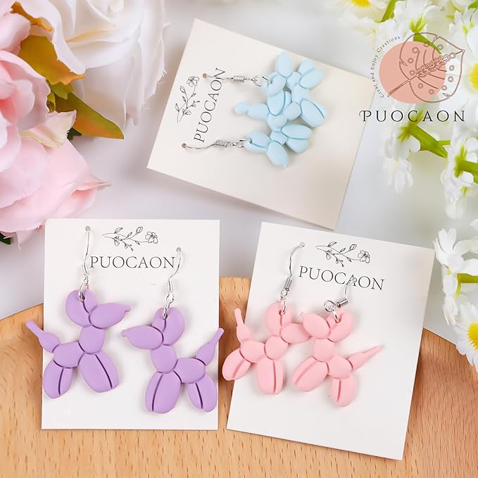 Puocaon Balloon Dog Clay Cutters - 8 Pcs Polymer Clay Cutters for Jewelry Making, Mirrored Balloon Dogs Animal Clay Earring Cutters, Cute Clay Cutters for Polymer Clay Earrings Making Balloon Dogs