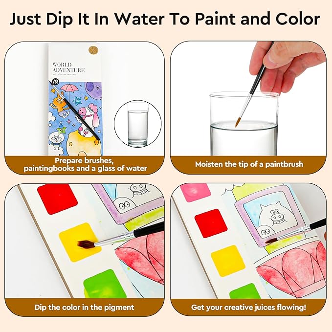 Watercolor Coloring Books for Kids Ages 4-6,8-12,Travel Pocket Water Color Paint Set for Toddlers Party Birthday Thank You Exchange Gift Art and Craft for Boys Girls Ages 3 4 5 6 7 8