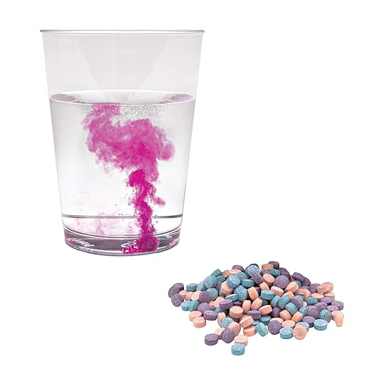 Steve Spangler Science - WTIN-100 Color Fizzers, 100 Tablets – Assorted Colors (Red, Yellow & Blue) – Colorful Science Experiment Kit for Kids, Won’t Stain Hands or Surfaces, Exciting STEM Activity