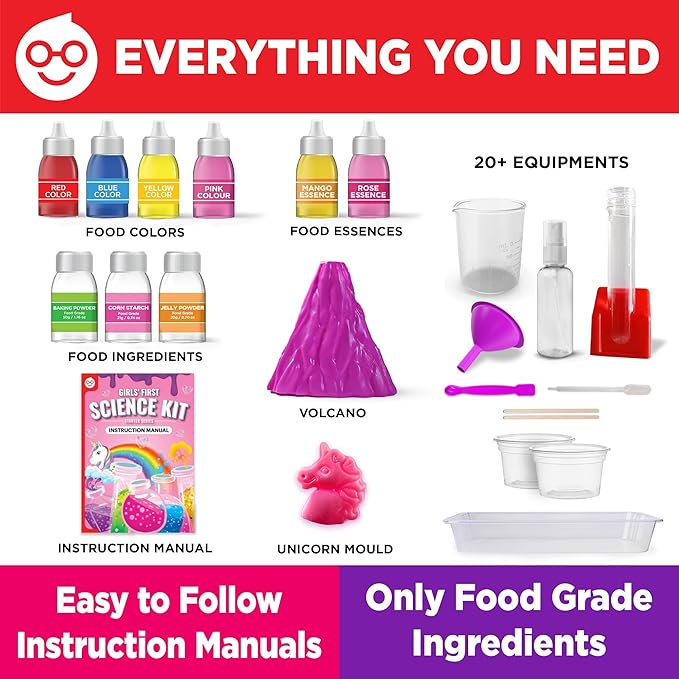 Doctor Jupiter Girls’ First Science Kit for Kids Ages 4-5-6-7-8-9-10-11-12 | Birthday Gift Ideas for 4+ Year Old Girls | STEM Learning & Educational Toys | 50+ Experiments Starter Science Series