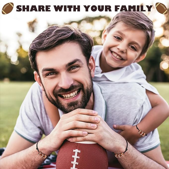 20 Pcs Football Beads Bracelets Football Party Favors Sport Theme Charm Bracelets Bulk Adjustable Braided Football Gifts Sports Fan Football Bracelets for Boys Girls Adults Birthday Favors Decoration