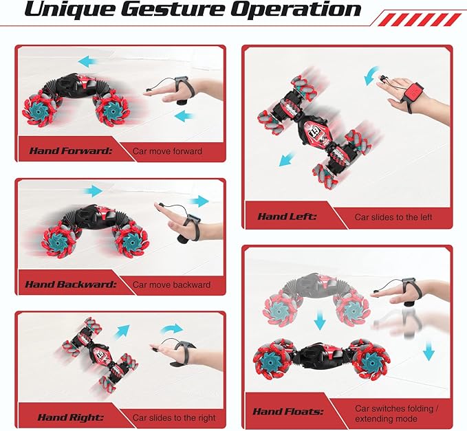 RC Stunt Car for Kids, RC Car Toy, Remote Control Stunt Gesture RC Car with Music, Double Sided 360 DegreeSpins and Flips Gesture Sensing Rc Stunt Car, for 8-15 Years Boy Girl, Birthday