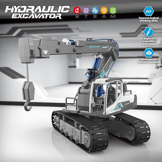 Hydraulic Power Crane Building Block Assembly Toy Set - Educational Science Experiment Kit,STEM Toys for Boys Age 8-12,Rich Operability&Realistic Appearance