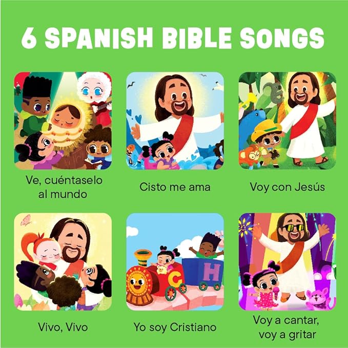 Cristo Me AMA Spanish Christian Sound Books for Kids - 6 Bible Songs for Toddlers – Christian Easter Gifts for Kids, Baby Books & Toys - Easter Basket Essentials, Baptism, Christening Baby Gifts