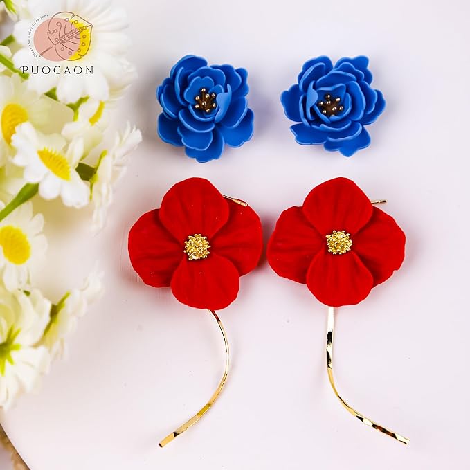 Puocaon Petal Polymer Clay Cutters - 12 Pcs Petal Clay Cutters for Polymer Clay Jewelry, 20 Pcs Flower Pistil Brass Charms 2 Petal Texture Clay Molds for Polymer Clay Jewelry, Flower Earrings Making