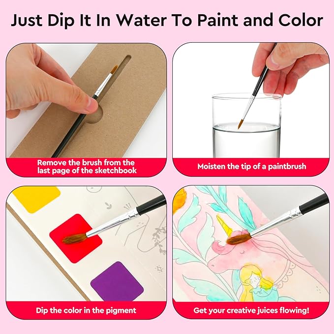 Watercolor Coloring Books for Kids Ages 4-6,8-12,Travel Pocket Water Color Paint Set for Toddlers Party Birthday Thank You Exchange Gift Art and Craft Easter Basket Stuffers for Toddlers