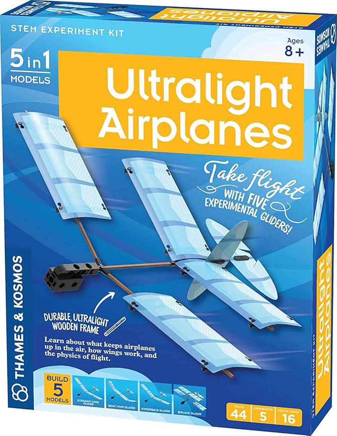 Thames & Kosmos Ultralight Airplanes STEM Experiment Kit | Build 5 Gliders | Learn How Airplanes Work | for Ages 8+ | Design Your Own Glider | Learn Physics and Aerodynamics