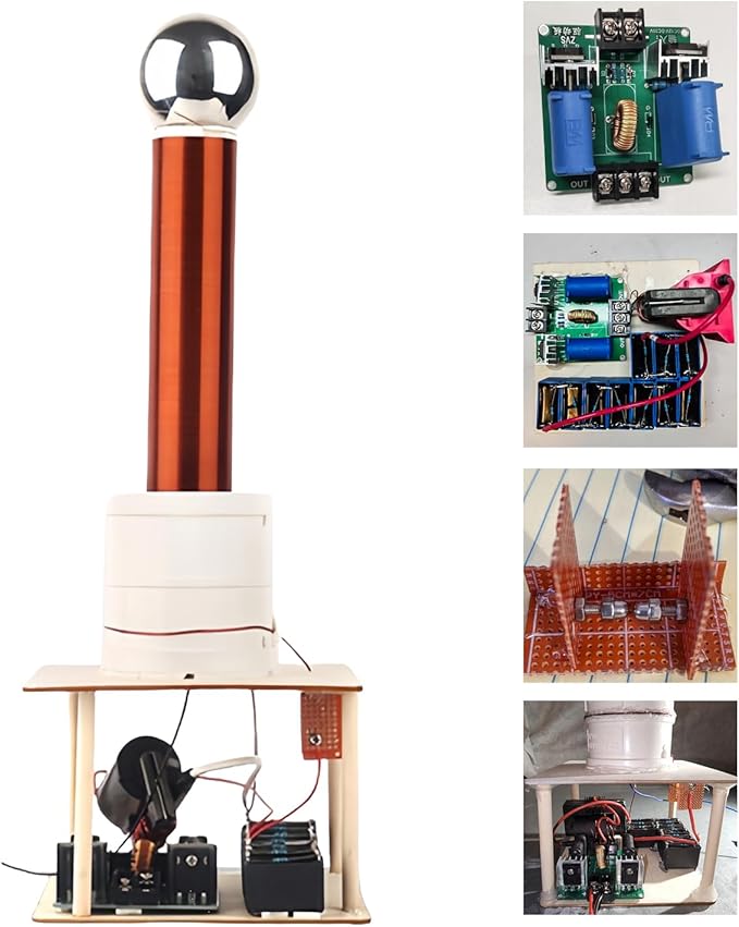 Tesla Coil DIY Kit, Spark Gap Arc Generator with Touchable Plasma Ball, Arc Plasma Artificial Lighting Science Experiment Model - 3.94" Arc, for Physics Teaching to College High School Education