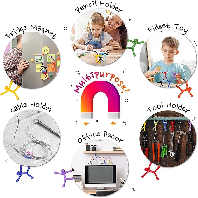 MAGMEN Magnetic Travel Toys, Stretchy, Fun, and Educational Fidget Toys for Kids and Adults Ages 3 and Up Pack of 10 Solid