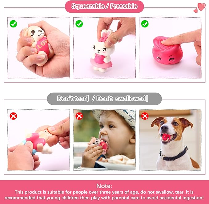 Valentines Day Squishies Toys Slow Rising, Kids Valentines Gifts for School Classroom Exchange Valentines Cards Gifts, Prizes Party Favors for Girls,Boys,Kids Party