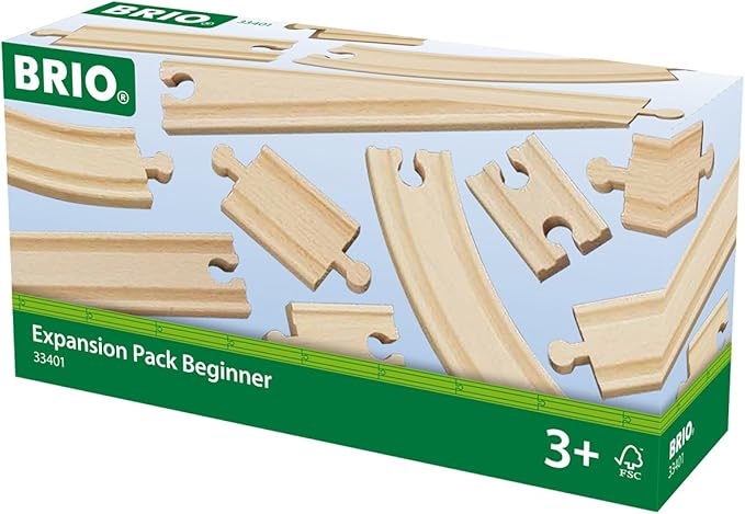 BRIO World 33401 Beginner's Expansion Pack | 11-Piece Kids Wooden Train Track Set | Enhances Motor Skills | Compatible with All Train Sets | Certified Sustainable Wood | Perfect for Ages 3+