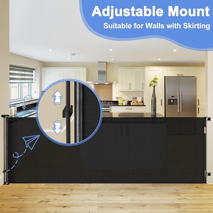 42" Tall X 115" Long Baby Gates Indoor Extra Long Baby Gates for Large Openings Extra Tall Retractable Dog Gates for The House Extra Wide Retractable Pet Gate Extra Large Baby Gate Extra Long Dog Gate