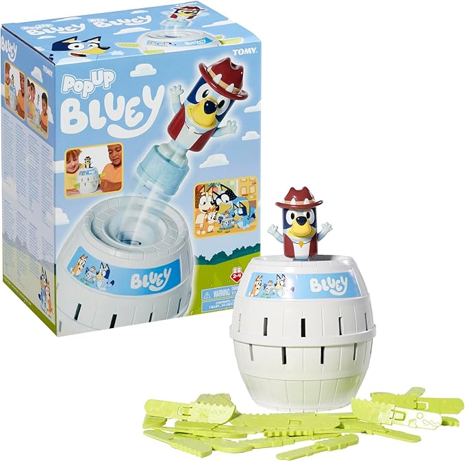 TOMY Games Pop Up Bluey Kids Game - Family and Preschool Games and Bluey Toys for Family Game Night - Classic Kids Board Games - Kids Toys for 2-4 Players - Ages 4 Years and Up