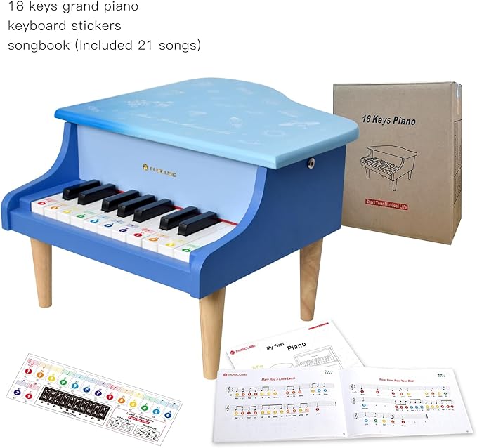 MUSICUBE Kids Mini Piano - 18 Key Grand Piano for 3-7 Year Olds, Beginner Girls & Boys, Educational Musical Instrument Gift Choice (Range: C4-F5)