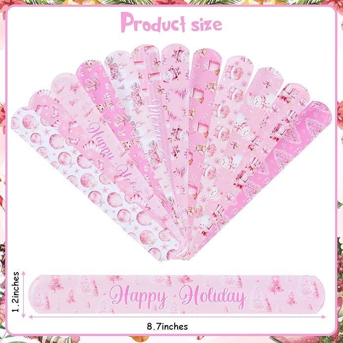 Serencatcher Christmas Slap Bracelets Christmas Party Favors Christmas Slap Wristbands for Xmas Birthday Party Stocking Goodie Bag Stuffers Gifts Toys