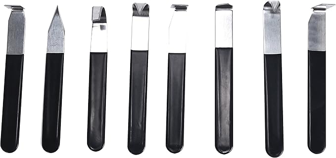 YaeTek 8 Pack Pottery Tools Stainless Steel, 8 Styles Carving Shaping Knives Craft Trimming Clay Sculpture Hand Tools Artist Ceramic Tools Set for Carving, Sculpting, Shaping, Modeling