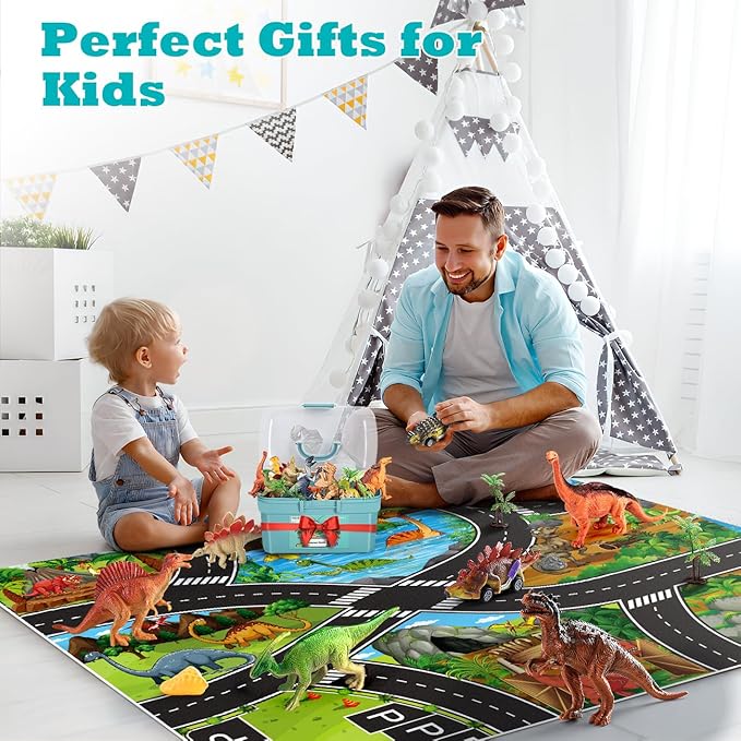 Dinosaur Toys for 3 4 5 Year Old Boys Gifts, 25 Pieces Dinosaurs Toys for Kids 3-5-7, Dino Figures Activity Play Mat Christmas Birthday Gifts for Girls Toddler Toy Age 2-4
