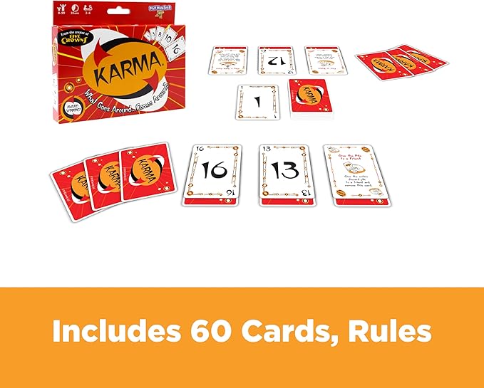KARMA Card Games – Kids Games, Family Games Night, Card Games for Kids, Multi-Player, Screen Free, Travel Games, Playing Cards, What Goes Around, Comes Around, Ages 8+