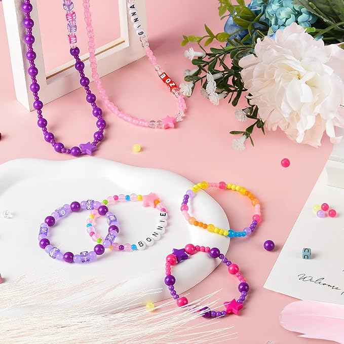 Color Beads Bracelet Making Kit 1100PCS, Girls' Lovely Bracelet Necklace Jewelry Making Kit, friendship bracelet kit Girls' Birthday Gift DIY Craft for Girls,Christmas Gift Set For Kids Age 6+