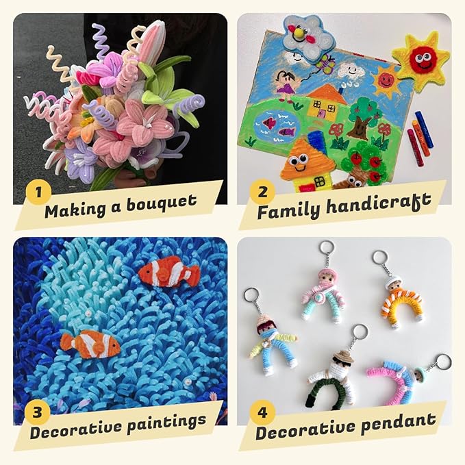 300pcs Pink Pipe Cleaners Bulk - Fluffy Craft Pipe Cleaners for Arts & Crafts, Ideal for Making Flowers, Animals & Decorations (12 x 0.24 inches)