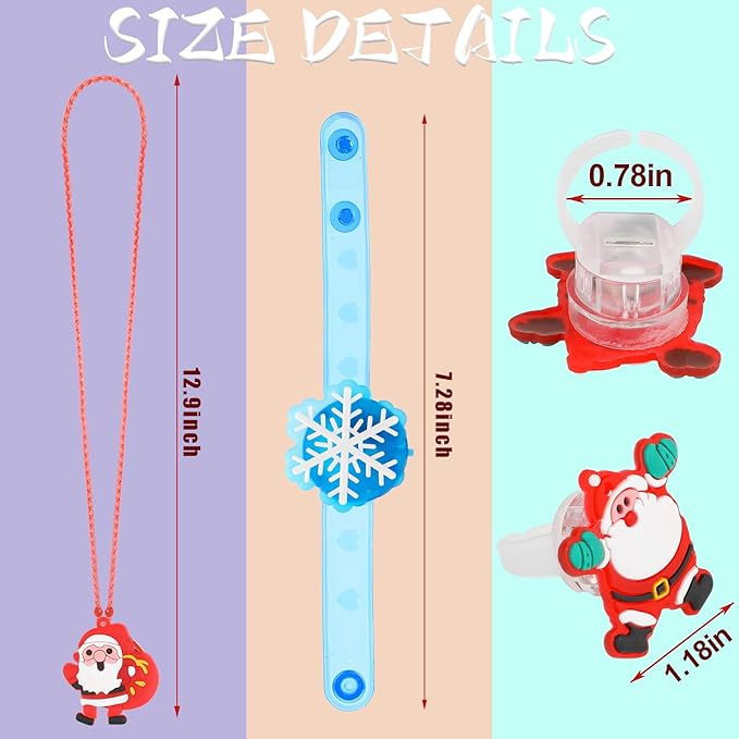 CCINEE 54pack Christmas Party Favors for Kids Light Up Necklace Lighted Rings LED Flash Bracelet Bulk Flashing Light Glow in the Dark Xmas Stocking Stuffers for Christmas Party Supplies