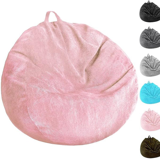 Kisoy Bean Bag Chair Cover (No Filler) Stuffed Animal Storage Bean Bag Cover Pets Dogs/Cats Lazy Beds. Washable Ultra Soft Corduroy Stuffed for Organizing Plush Toys or Textile, Sack Bean Bag