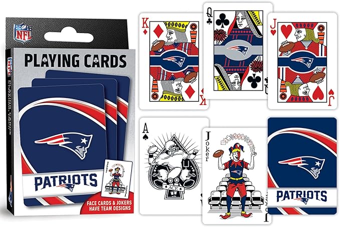 Masterpieces Family Games - NFL New England Patriots Playing Cards - Officially Licensed Playing Card Deck for Adults, Kids, and Family