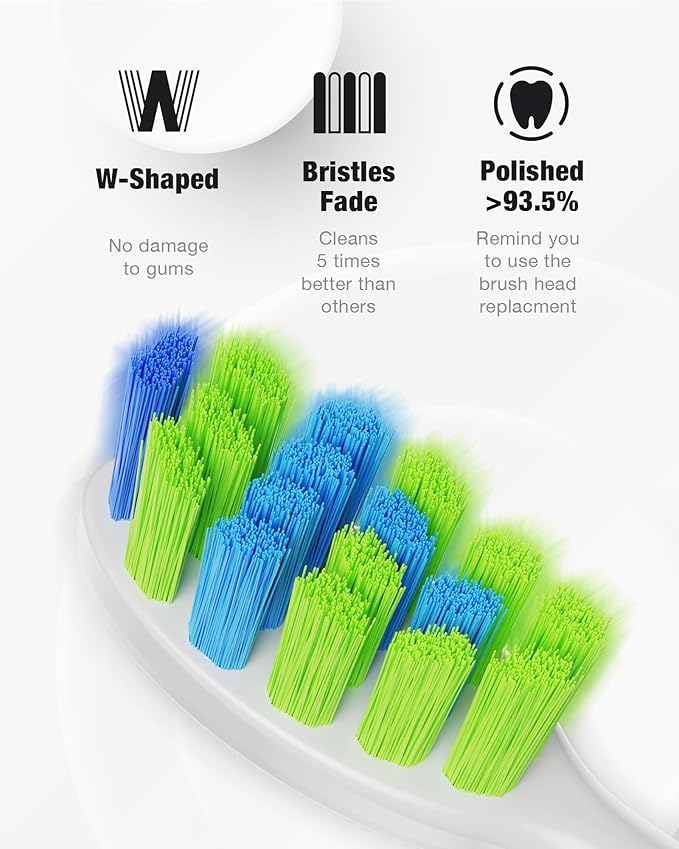 7AM2M Sonic Electric Toothbrush with 6 Brush Heads for Adults&Kids, One Charge for 120 Days, Wireless Fast Charge, 5 Modes, 40000VPM Powered Toothbrush, 2 Minutes Built in Smart Timer (Peacock Green)