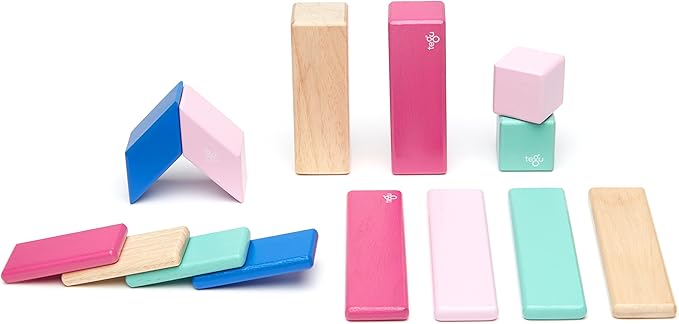 14 Piece Tegu Magnetic Wooden Block Set, Blossom