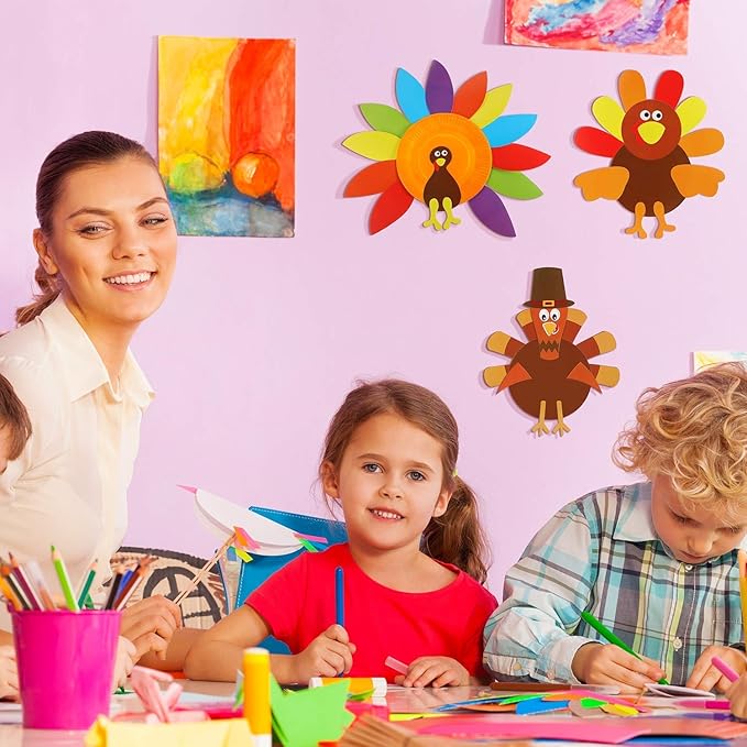 Thanksgiving Craft Kits, DIY Make A Turkey for Festive Fall Party Game School Activities and Door Hanging Ornament Decoration Supplies for Kids and Adults, 3 Pack