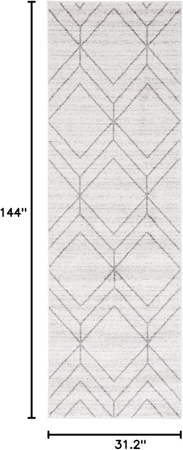 SAFAVIEH Adirondack Collection Runner Rug - 2'6" x 12', Light Grey & Dark Grey, Modern Geometric Design, Non-Shedding & Easy Care, Ideal for High Traffic Areas in Living Room, Bedroom (ADR241G)