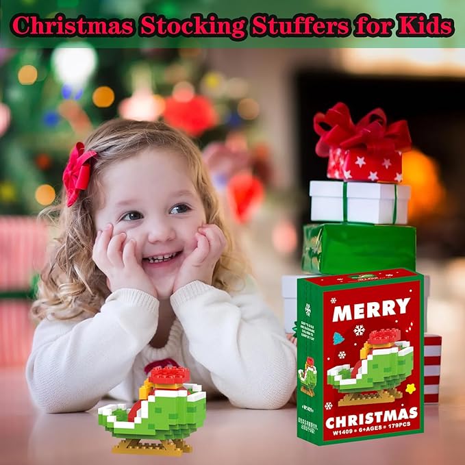 Christmas Sledges Building Blocks Set Compatible with Lego Advent Calendar 2024 Stacking New Toys Holiday Present Box New Year Xmas Gifts for Kids for Boys & Girls and Adults
