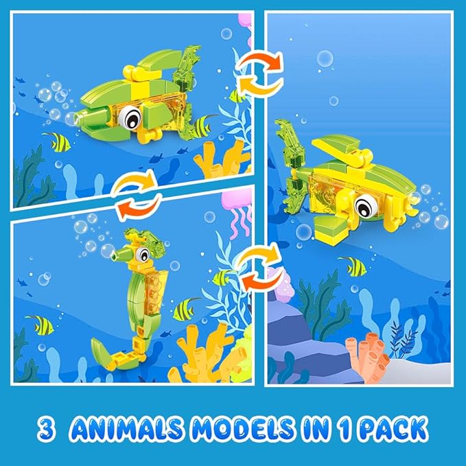 HOGOKIDS 20 Packs Party Favors for Kids, 60 Kinds of Mini Animals Toy Building Block Set for Classroom Prizes Goodie Bag Stuffers Christmas Valentines Easter Birthday Gift for Boys Girls Ages 6-12+