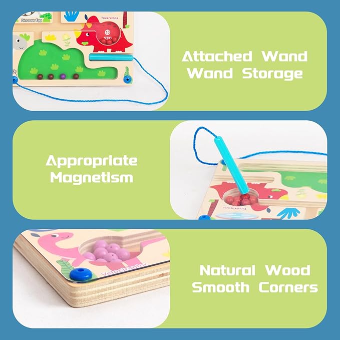 Magnetic Color & Number Maze, Montessori Wooden Color Matching Learning Counting Puzzle Board, Toddler Fine Motor Skills Toys for Boys Girls 3 4 5 Years Old