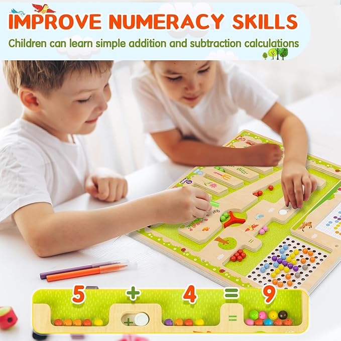 deli Magnetic Color and Number Maze, Wooden Montessori Toys for Tolddlers, Learning Educational Fine Motor Skills Toys for Kids 3 4 5 Year Old Gifts