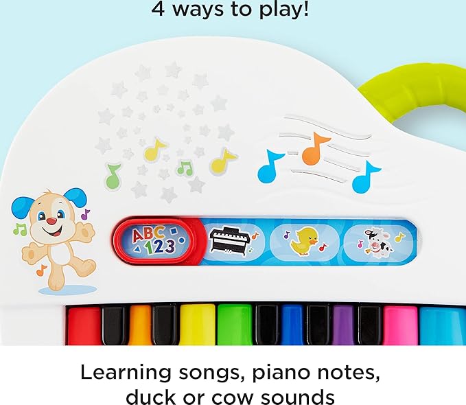Fisher-Price Baby Toy Laugh & Learn Silly Sounds Light-Up Piano Musical Instrument with Learning Songs for Infants Ages 6+ Months