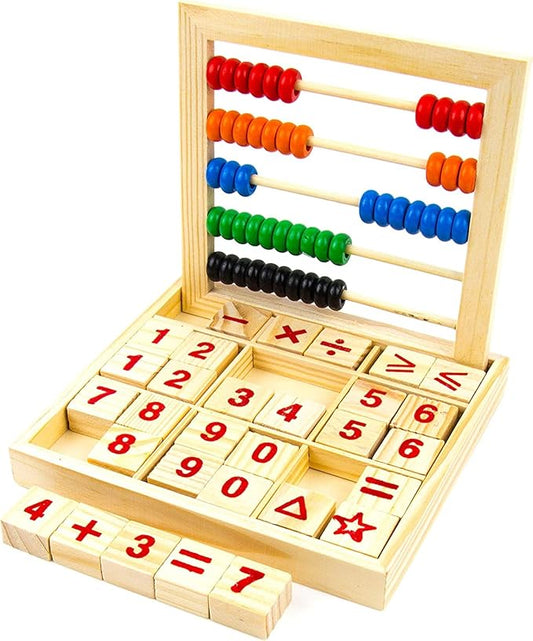 Toysery Abacus for Kids Math Counters, Wooden Educational Counting Toy, Toddler Blocks Kindergarten Toys, Toddler Blocks Wooden Toys, 50 Beads and 30 Blocks, Wooden Blocks for Toddlers 1-3 Large