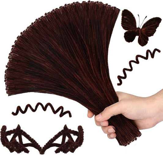 Pipe Cleaners, 100PCS Christmas Pipe Cleaners Craft Supplies, Dark Brown Pipe Cleaners Bulk Fuzzy Sticks for DIY Art and Craft Projects Home Decoration