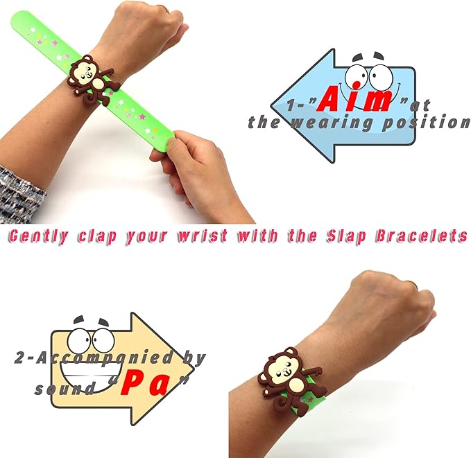 Animals Slap Bracelets Party Favors for Kids(8pack)-Wild One Goodie Bag Stuffers for Boys&Girls Animals Theme Party Supplies Carnival Prizes Suit Classroom Exchanging Gifts