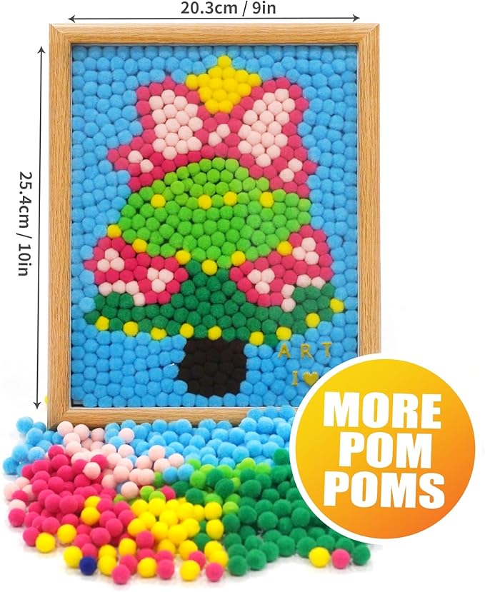 URSDIART Pom Poms Arts and Crafts for Kids Ages 8-12,Christmas Tree Pom Poms Craft Kits for Christmas Bulk Craft Supplies, Christmas Gifts for Kids Activities,School Project Supplies, Home Decor
