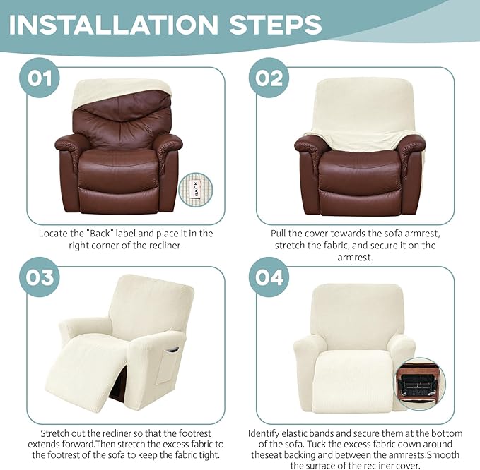 Recliner Chair Cover Lazy Boy Recliner Covers Recliner Covers for Recliner Chair 1 Piece Furniture Protector Prevent wear and pet Hair(Recliner,Beige)